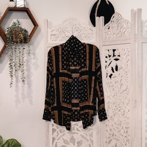 Free People Button Down Printed Blouse